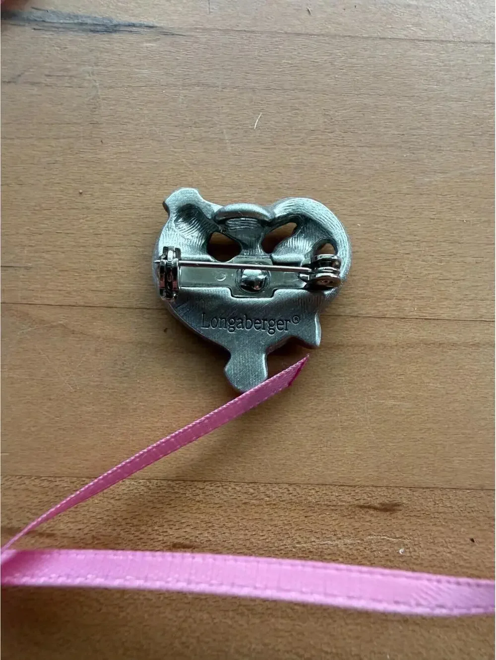 Longaberger Hoirzon of Hope Heart Pewter Pin/Tie-On